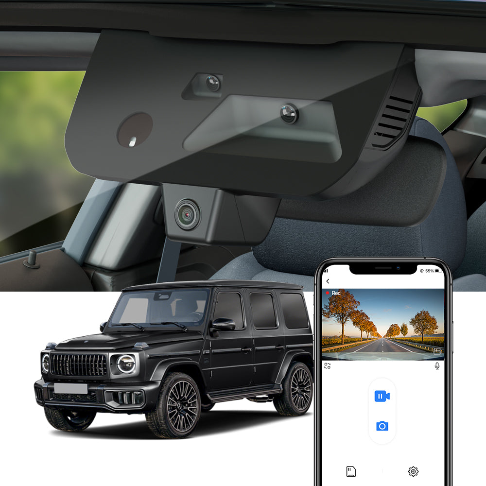 FITCAMX Dash Cam Front 2160P + Rear 1080P Compatibile con Mercedes-Benz A E Class CLS CLA GLA GLB GLE GLS AMG, Visione Notturna,sensore G con Scheda da 128 GB