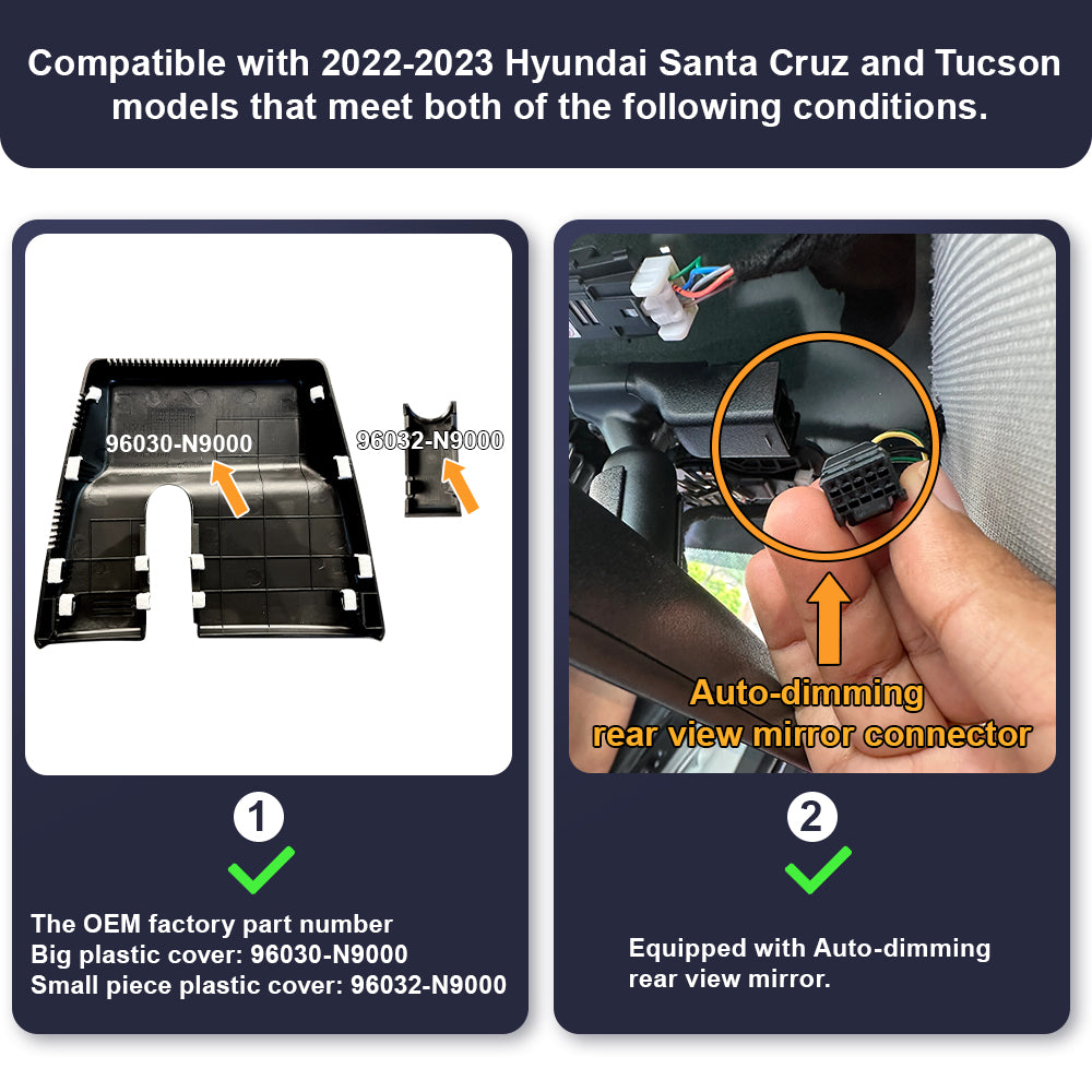 Fitcamx Dash Cam for Hyundai Santa Cruz and Hyundai Tucson 2022-2024