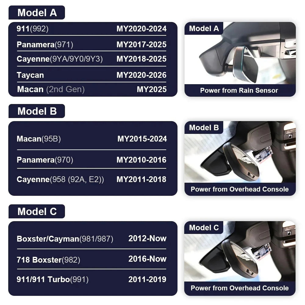 FITCAMX Dash Cam for Porsche