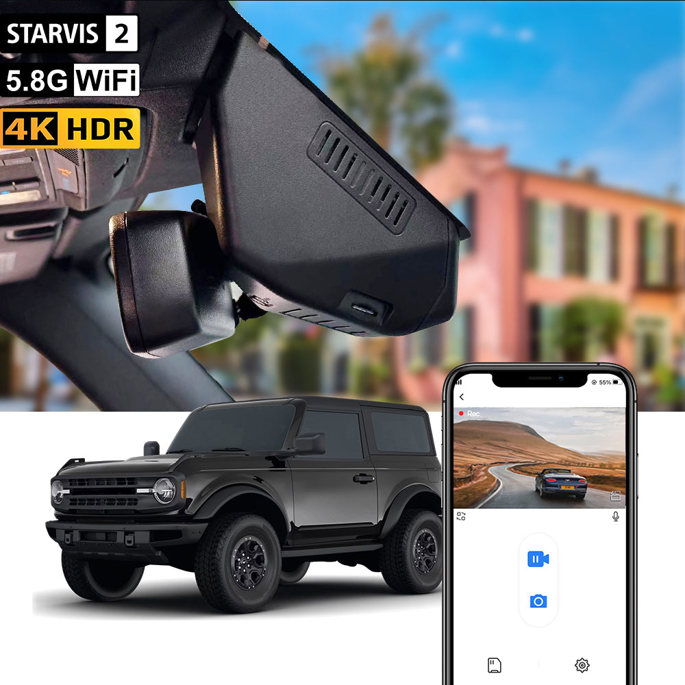 FITCAMX Dashcam für Ford Bronco und Bronco Raptor 2021–2024 6. Generation (U725) und Ford Bronco Sport 2021–2025