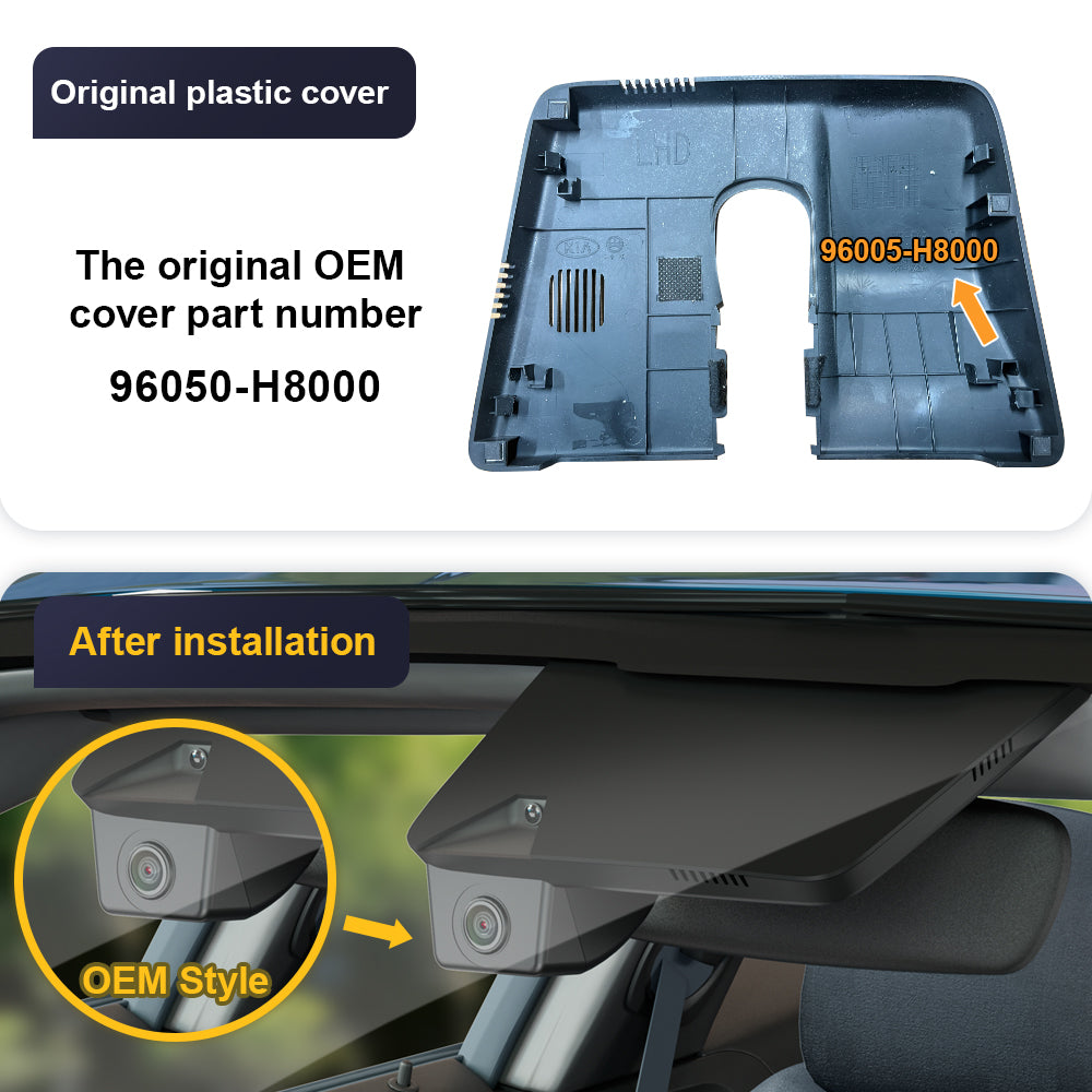 FITCAMX Dash Cam for Kia Rio 2017-2020, Kia Stonic 2017-2021 (Rear Mirror Cover part number 96050-H8000)