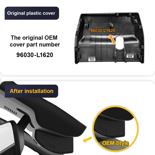 FITCAMX Dash Cam per Hyundai Kona, N, elettrico, 2019-2020 (veicolo con guida a destra) (copertura specchietto retrovisore codice 96031-J9900)