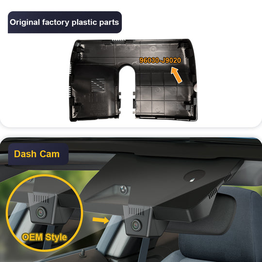 Fitcamx Dash Cam for Hyundai Kona, N, Electric, 2021-2023 (Rear Mirror Cover part number 96030-J9020)