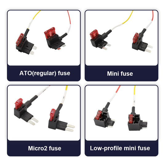 FITCAMX Fuse Box Cable Hardwire kit, 4in1 ATO (Regular), Mini, Micro2, Low-profile mini
