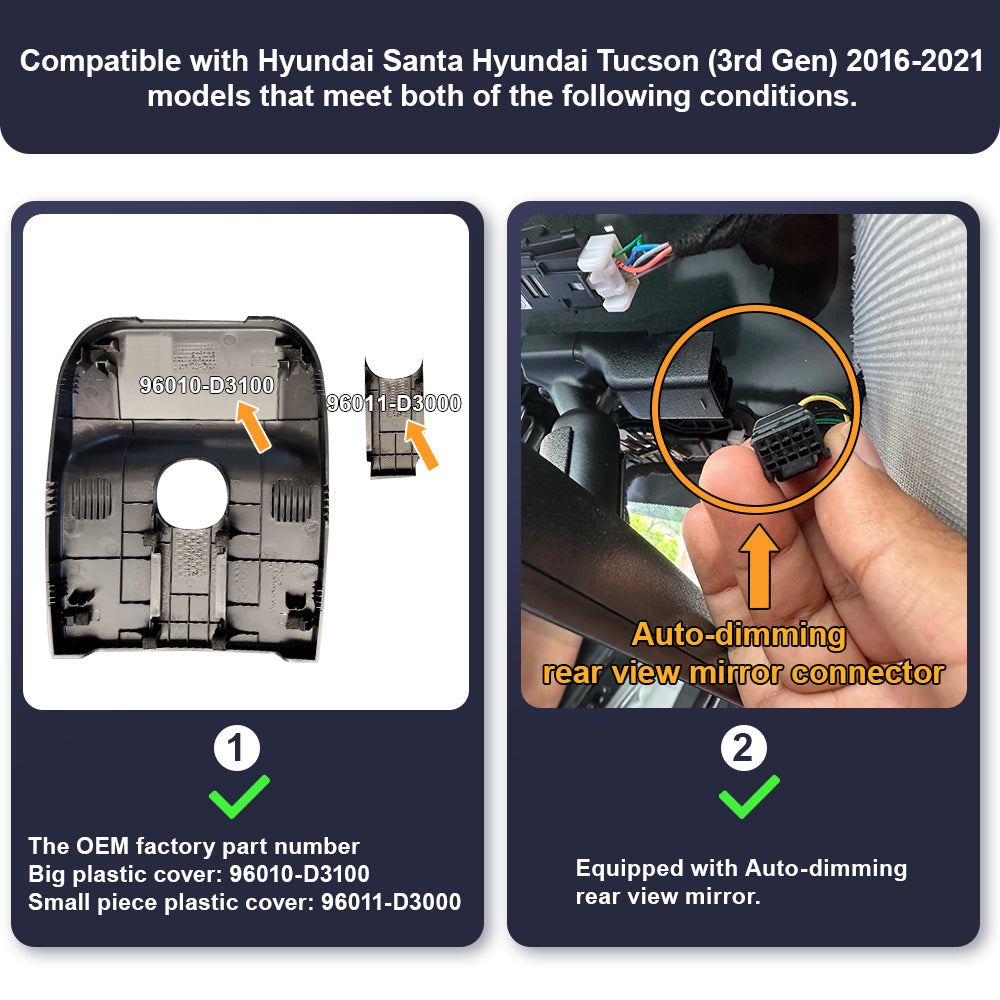 Fitcamx Dash Cam for Hyundai Tucson (3rd Gen) 2016-2021
