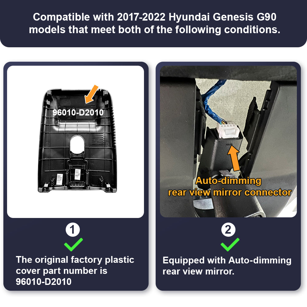 Fitcamx Dash Cam for Genesis G90 2017-2022