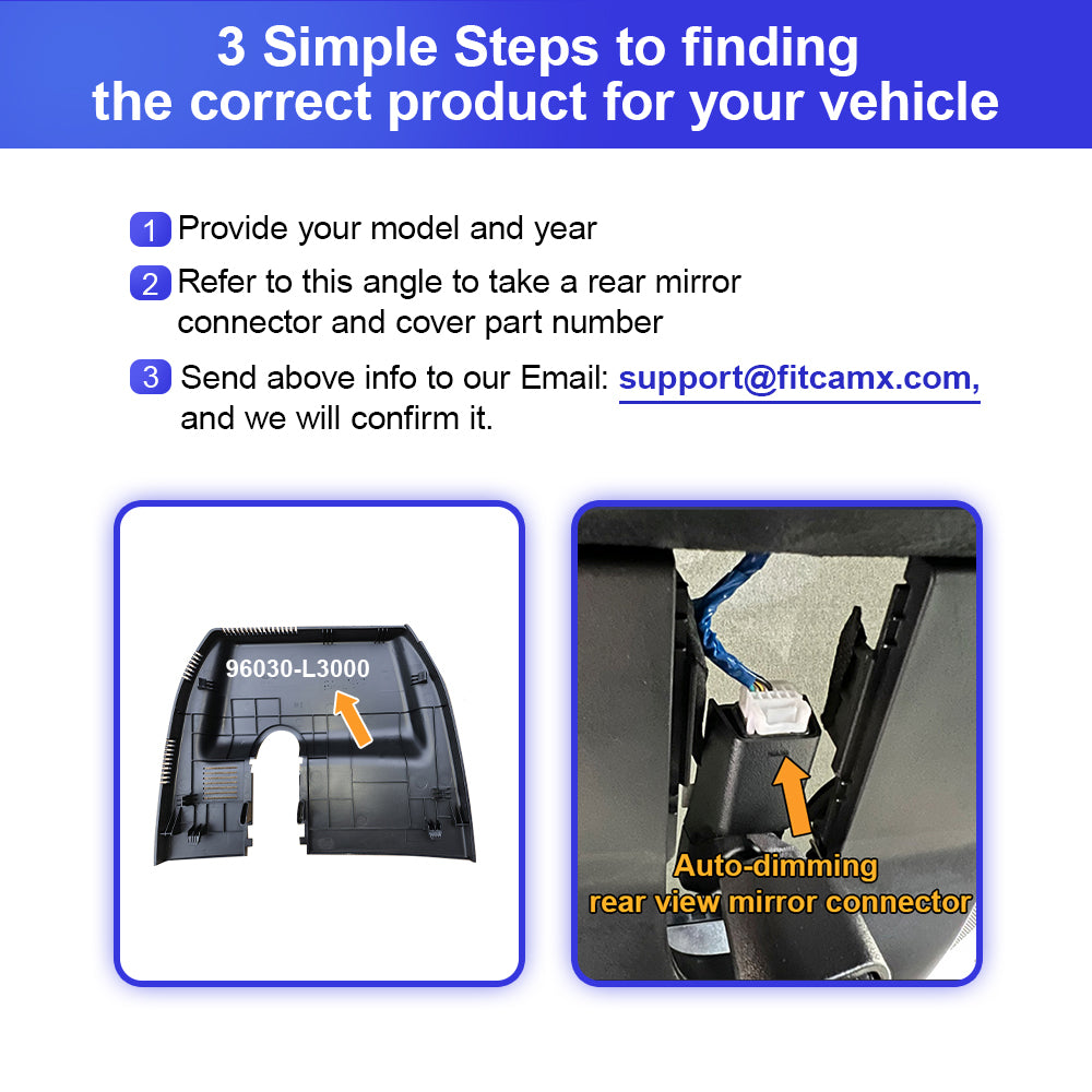 FITCAMX Dash Cam pour Kia K5 2021-2024 (Couvercle de miroir arrière numéro de pièce 96030-L3000)