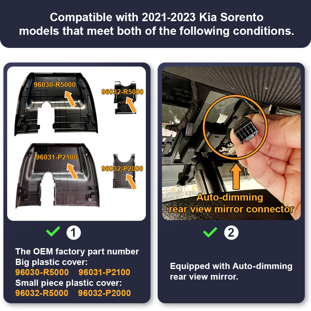 Fitcamx Dash Cam for Kia Sorento 2021-2023