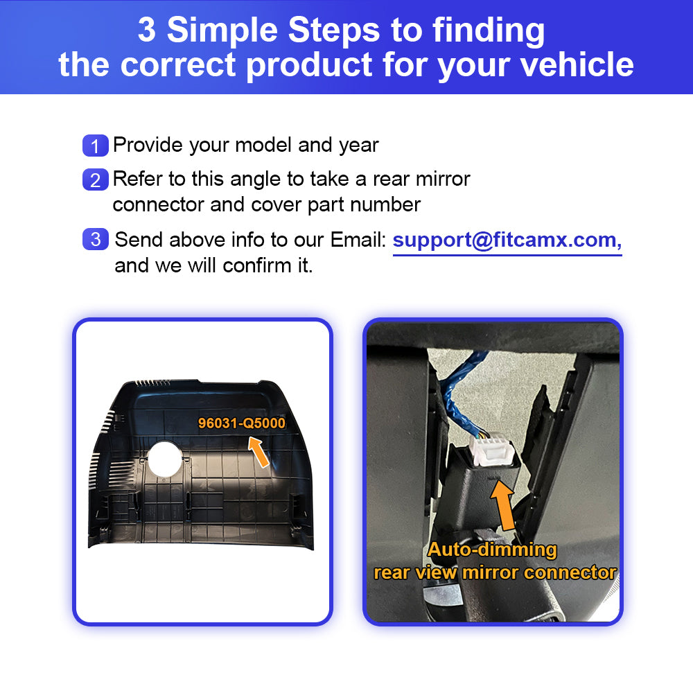 Fitcamx Dash Cam pour Kia Seltos 2021-2025 (couvercle de rétroviseur numéro de pièce 96031-Q5000)