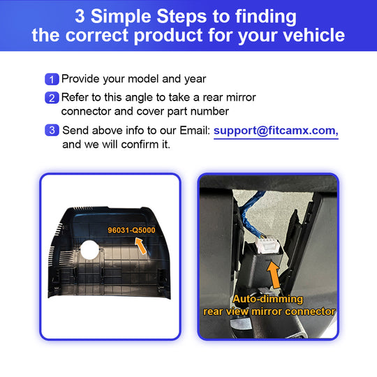 Fitcamx Dash Cam pour Kia Seltos 2021-2025 (couvercle de rétroviseur numéro de pièce 96031-Q5000)