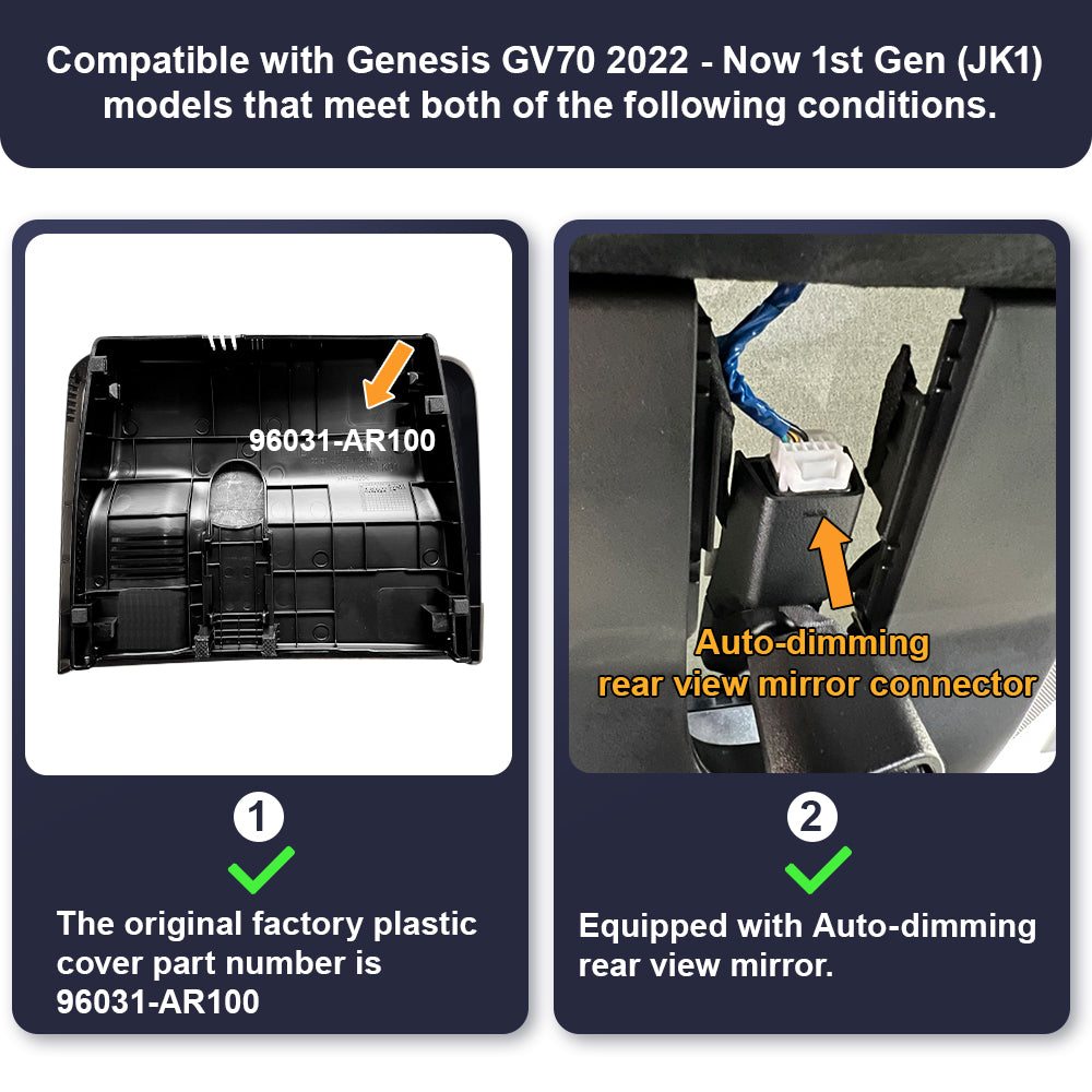 Fitcamx Dash Cam for Genesis GV70 2022 - 2024 1st Gen (JK1)