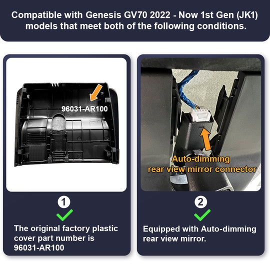 Fitcamx Dash Cam for Genesis GV70 2022 - 2023 1st Gen (JK1)