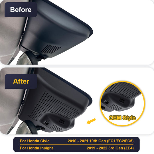 FITCAMX Dash Cam for 2016-2021(10th Gen) Honda Civic/ 2019-2022(3rd Gen) Honda Insight