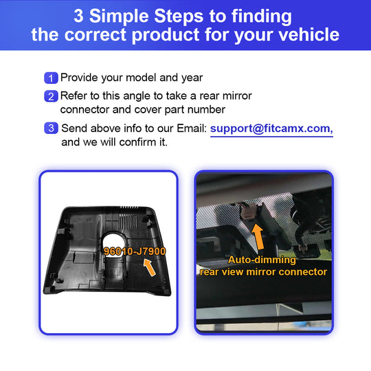 Caméra de tableau de bord Fitcamx pour Kia Rio 2021 - 2023 (Couvercle de miroir arrière numéro de pièce 96005-H8500)