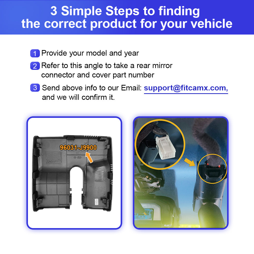 FITCAMX Dash Cam pour Hyundai Staria 2021-2025 (Couvercle de miroir arrière numéro de pièce 96030-CG500)