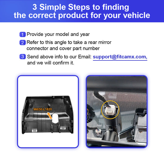 FITCAMX Dash Cam per Hyundai Kona, N, elettrico, 2019-2020 (veicolo con guida a destra) (copertura specchietto retrovisore codice 96031-J9900)